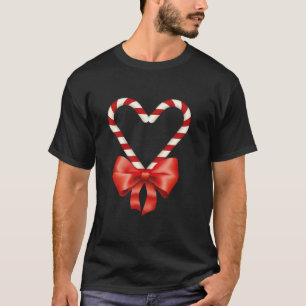Christmas Candy Cane Heart for Children Men Women T-Shirt