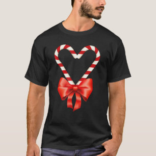Christmas Candy Cane Heart For Children Men Women T-Shirt