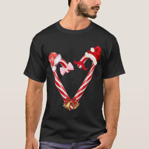 Christmas Candy Cane Heart for Men Women Sweethear T-Shirt