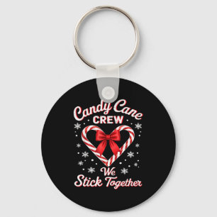 Christmas Candy Cane Heart Holiday Family Matching Key Ring