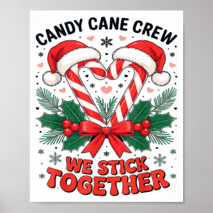 Christmas Candy Cane Heart Holiday Family Matching Poster