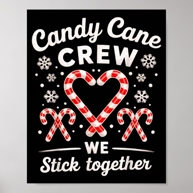 Christmas Candy Cane Heart Holiday Family Matching Poster (Front)