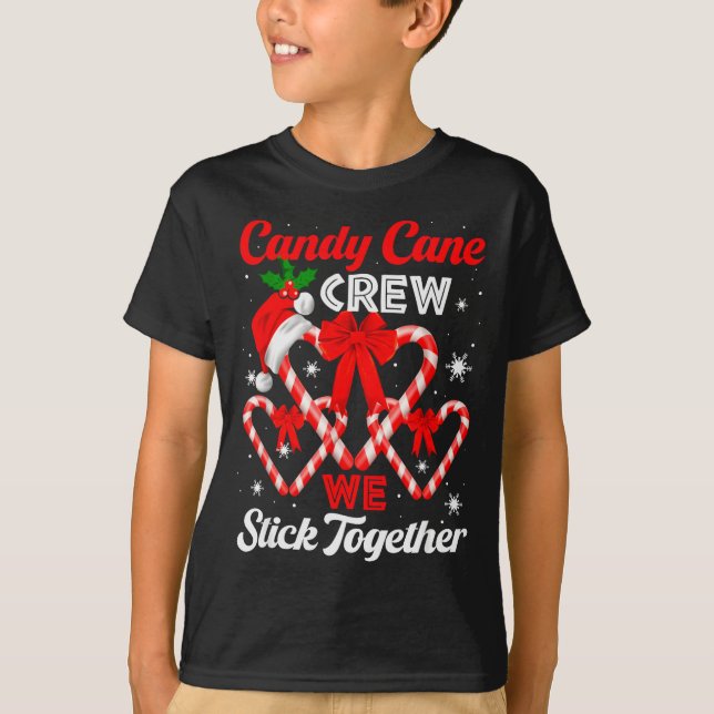 Christmas Candy Cane Heart Holiday Family Matching T-Shirt (Front)