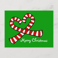 Christmas Candy Cane Heart Postcard