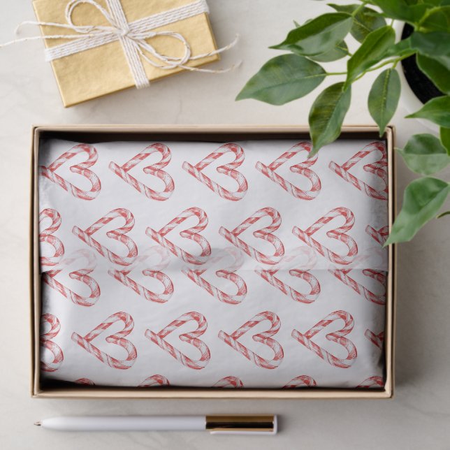 Christmas Candy Cane Heart Tissue Paper (Gift)