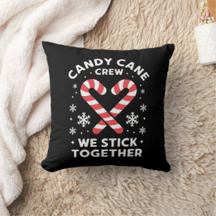 Christmas Candy Cane Heart We Stick Together  Cushion