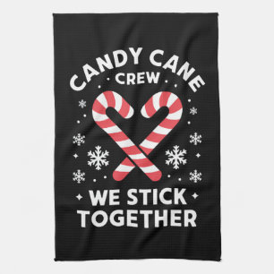 Christmas Candy Cane Heart We Stick Together  Tea Towel