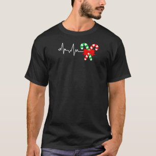 Christmas Candy Cane Heartbeat Merry Christmas San T-Shirt