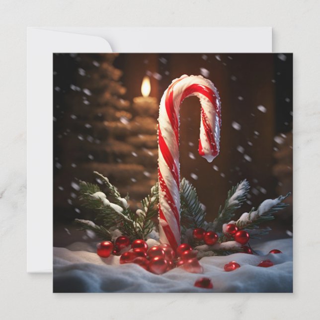 Christmas candy cane holiday greeting card (Front)