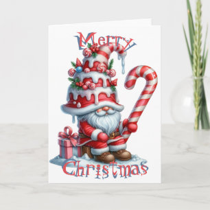Christmas Candy Cane Icing Gnome Card