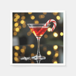 Christmas Candy Cane In a Cocktail Napkin