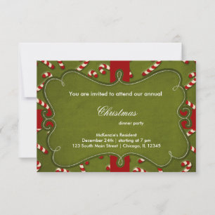Christmas Candy Cane Invitation