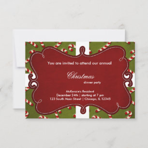 Christmas Candy Cane Invitation