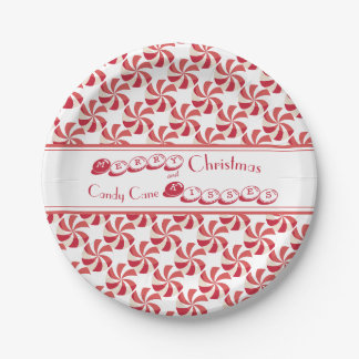 Christmas Candy Cane Kisses and Holiday Wish Paper Plate