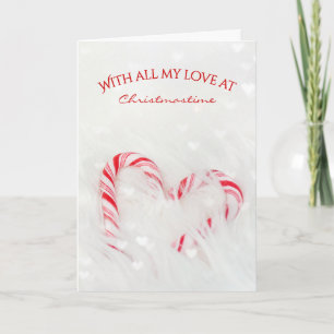 Christmas Candy Cane Love Heart Card