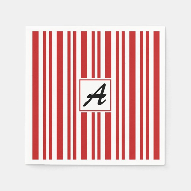 Christmas Candy Cane Monogram Napkin (Front)