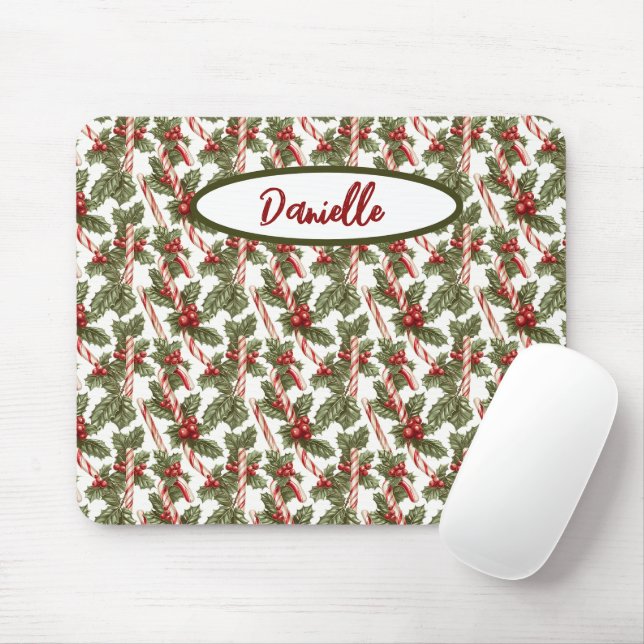 Christmas Candy Cane Mouse Pad (With Mouse)