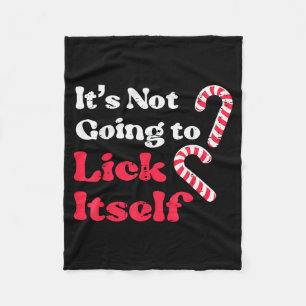 Christmas Candy Cane Not Going Lick Itself Funny X Fleece Blanket