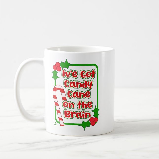 Christmas Candy Cane on Brain Holiday Joy  Coffee Mug (Left)