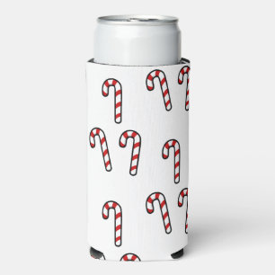 Christmas candy cane on white seltzer can cooler