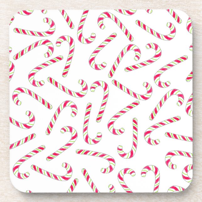 Christmas candy cane pattern coaster (Front)