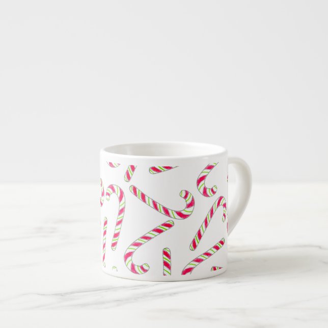 Christmas candy cane pattern espresso cup (Front Right)