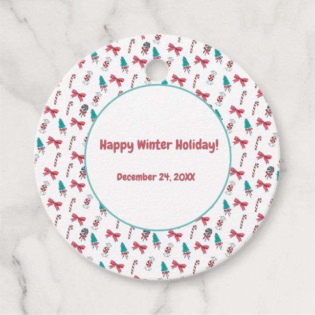 Christmas Candy Cane Pattern Favour Tags (Front)
