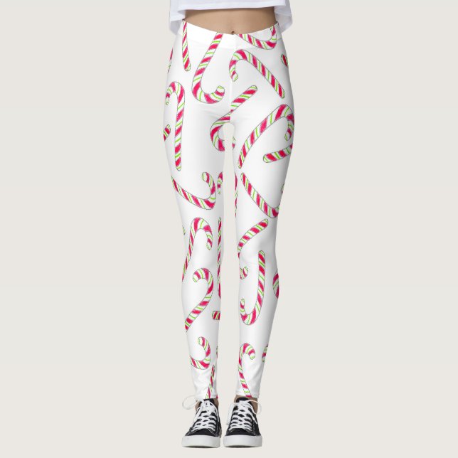 Christmas candy cane pattern leggings (Front)