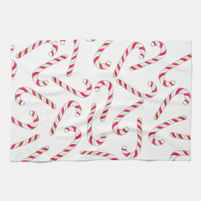 Christmas candy cane pattern tea towel (Horizontal)