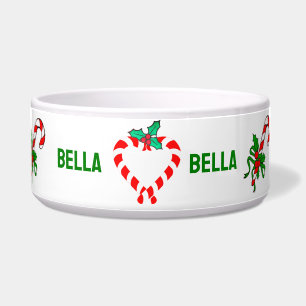 Christmas Candy Cane Pet Food Bowl, Pet Dog, Cat 