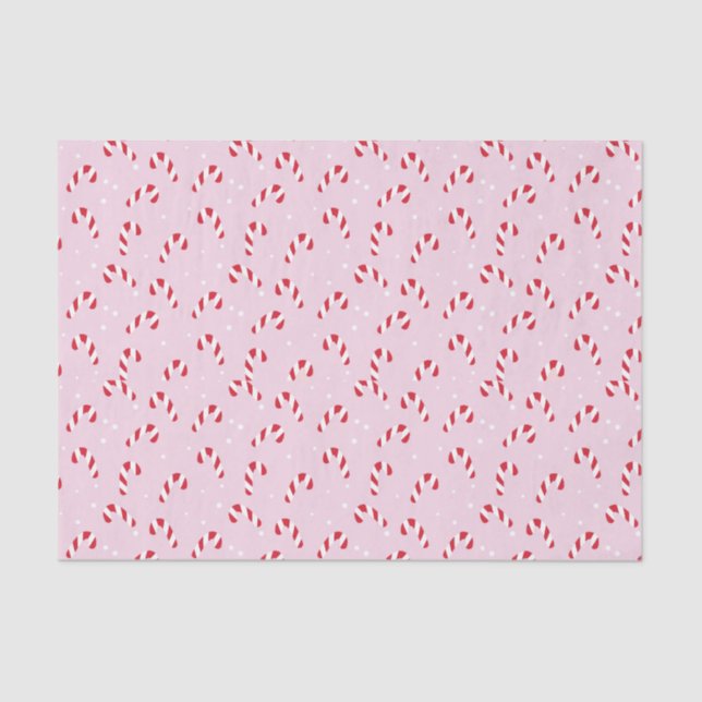 Christmas Candy Cane Pink  Tissue Paper (Front)