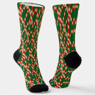 Christmas Candy Cane Red White Vector Design Socks