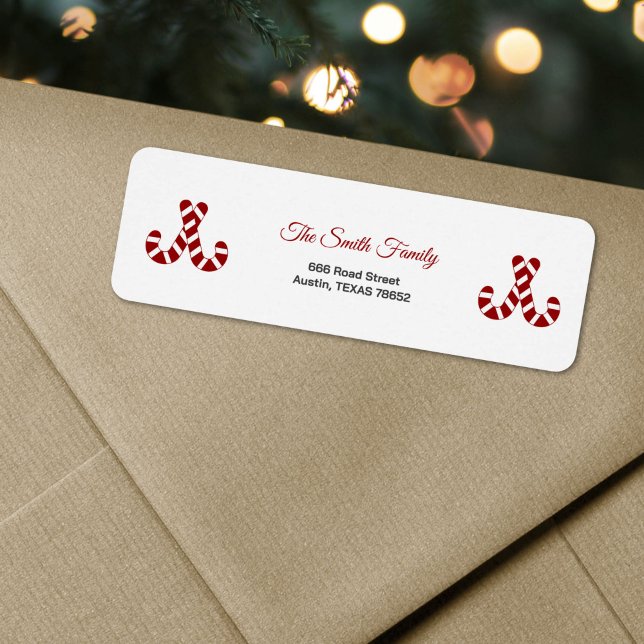 Christmas Candy Cane Return Address Label (Christmas Candy Cane Return Address Label)