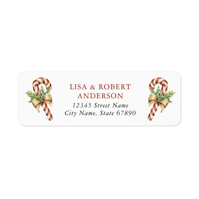 Christmas Candy Cane Return Address Labels (Front)