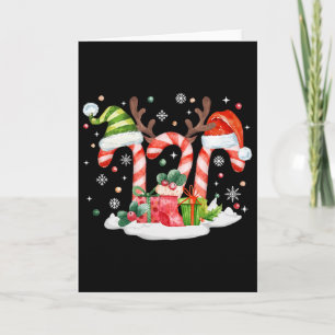 Christmas Candy Cane Santa Hat Xmas Holiday Boys G Card