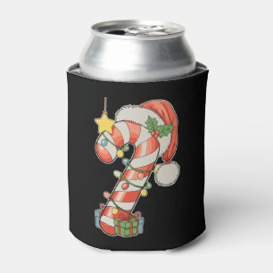 Christmas Candy Cane Santa Hat Xmas Holiday Season Can Cooler