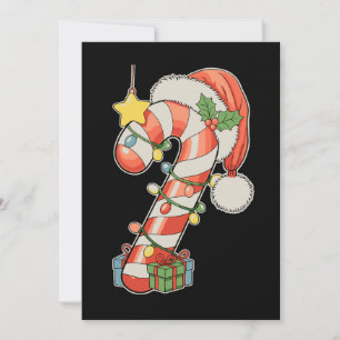 Christmas Candy Cane Santa Hat Xmas Holiday Season Card