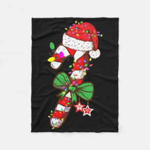 Christmas Candy Cane Santa Hat Xmas Light Kids  Fleece Blanket