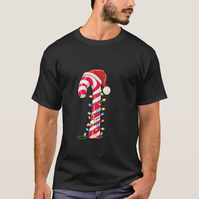 Christmas Candy Cane Santa Hat Xmas Light Kids Tod T-Shirt (Front)