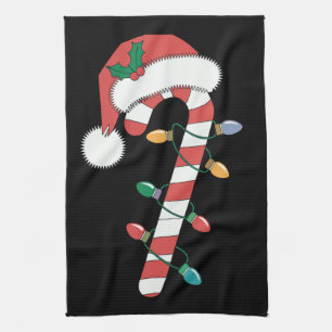 Christmas Candy Cane Santa Xmas Kids Tea Towel