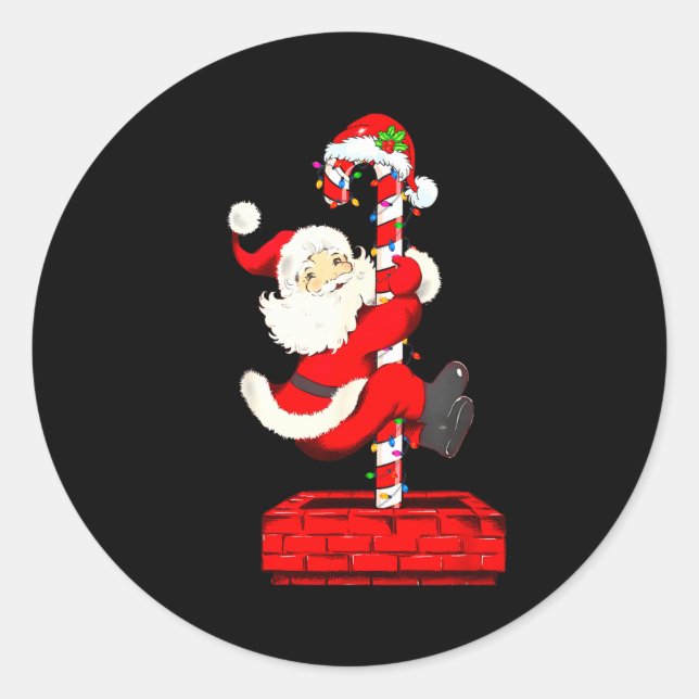 Christmas Candy Cane Santa Xmas Kids Toddler Youth Classic Round Sticker (Front)