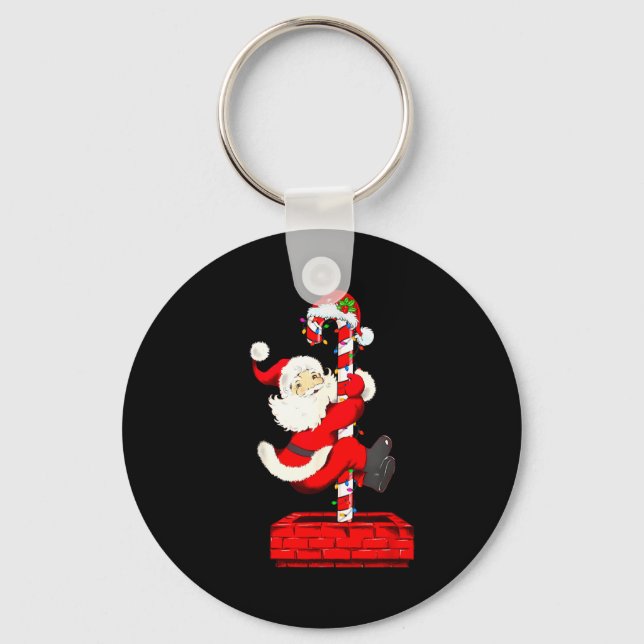 Christmas Candy Cane Santa Xmas Kids Toddler Youth Key Ring (Front)