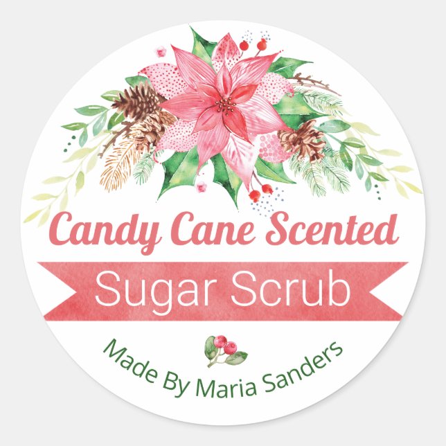 Christmas Candy Cane Scented Sugar Scrub Labels (Front)