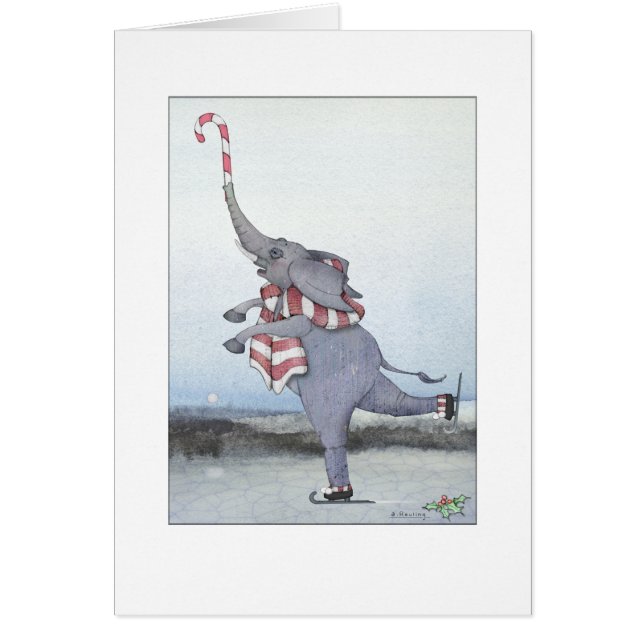Christmas Candy Cane Skating Elephant (Front)