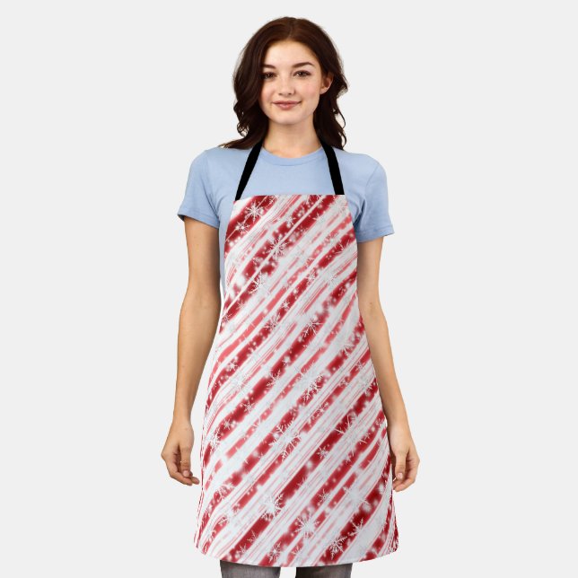 Christmas  Candy Cane Snowflakes Sparkles Apron (Worn)