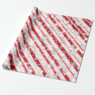 Christmas Candy Cane Snowflakes Sparkles Wrapping Paper