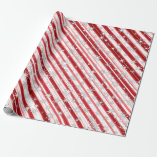 Christmas  Candy Cane Snowflakes Wrapping Paper