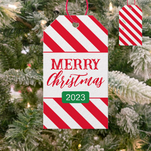Christmas Candy Cane Strip Pattern Gift Tags