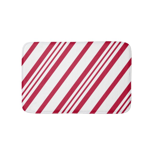 Christmas Candy Cane Stripe Bath Mat (Front)