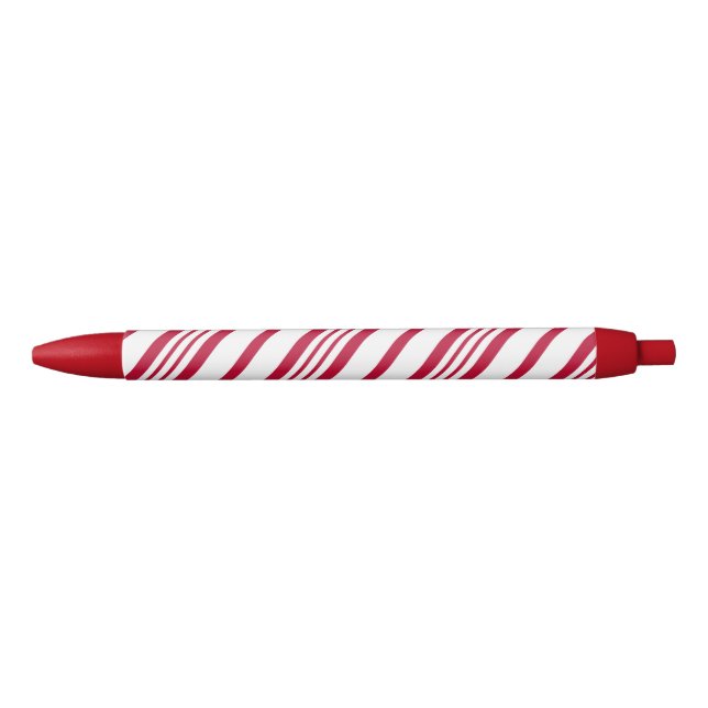 Christmas Candy Cane Stripe Black Ink Pen (Front)